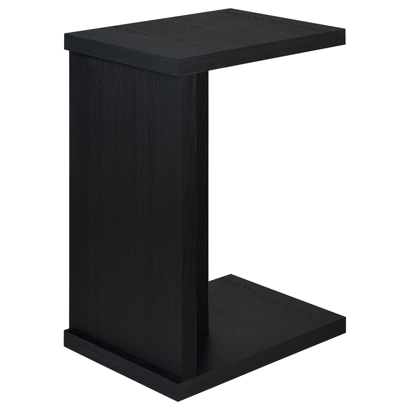 Pemberly Row Engineered Wood C-Shaped Sofa Side Table in Black