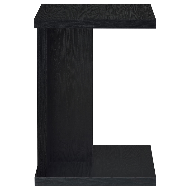 Pemberly Row Engineered Wood C-Shaped Sofa Side Table in Black