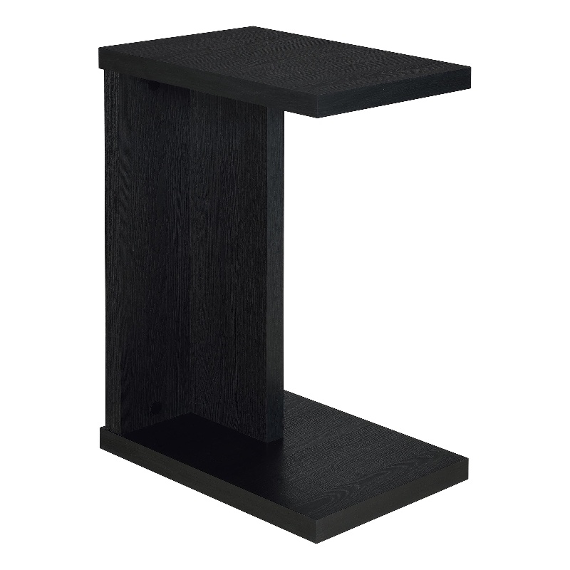 Pemberly Row Engineered Wood C-Shaped Sofa Side Table in Black