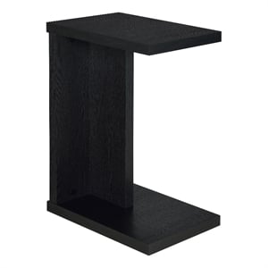 Pemberly Row Engineered Wood C-Shaped Sofa Side Table in Black