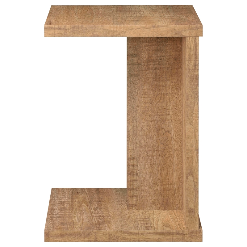 Pemberly Row Engineered Wood C-Shaped Sofa Side Table in Mango