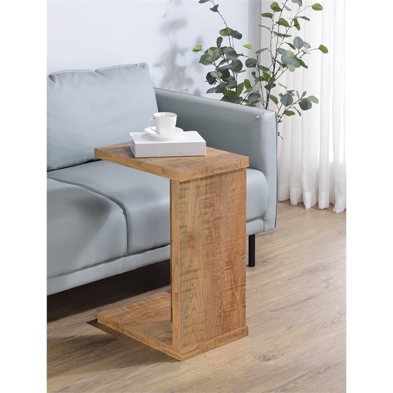 Pemberly Row Engineered Wood C-Shaped Sofa Side Table in Mango