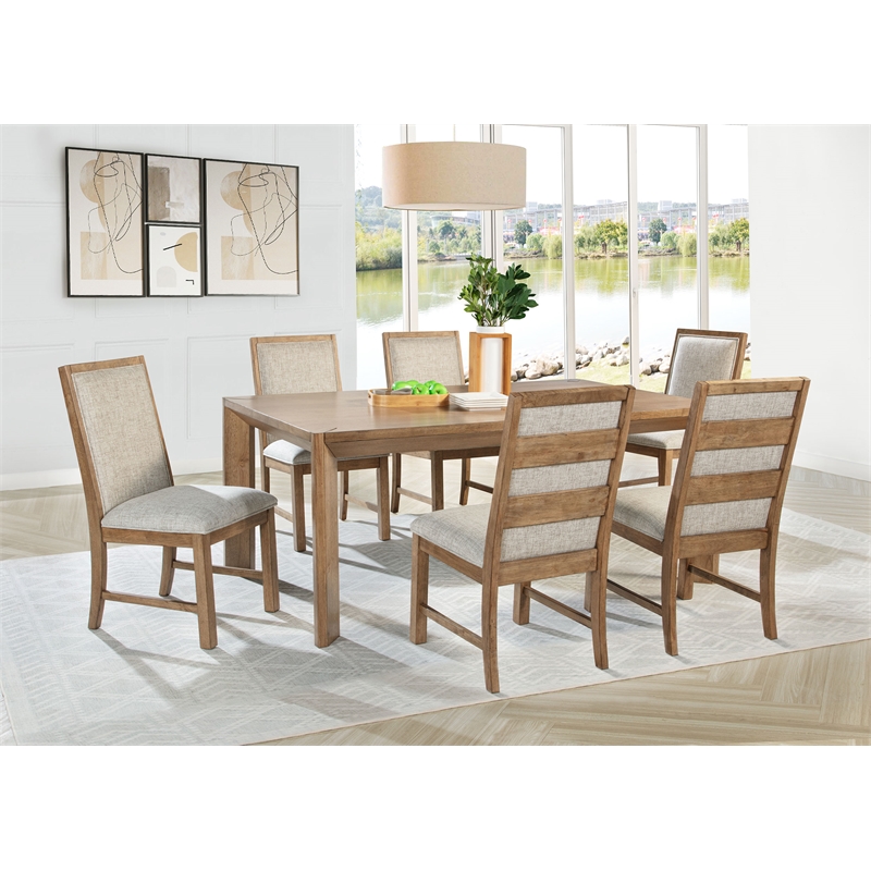 Pemberly Row 7-piece 72-inch Rectangular Dining Set in Natural Brown