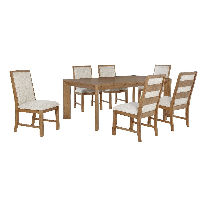 Pemberly Row 7-piece 72-inch Rectangular Dining Set in Natural Brown