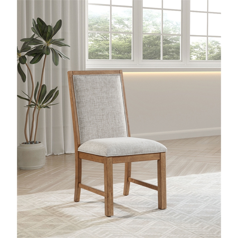 Pemberly Row 2-piece Upholstered Side Chair Set in Natural Brown