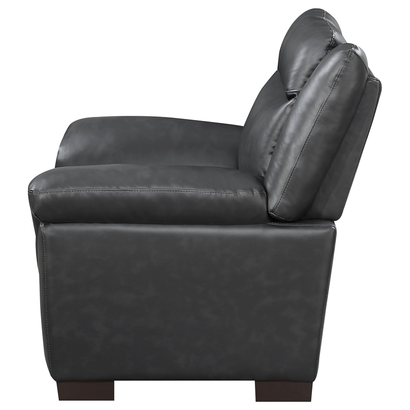 Pemberly Row Upholstered Padded Arm High Back Accent Chair in Grey
