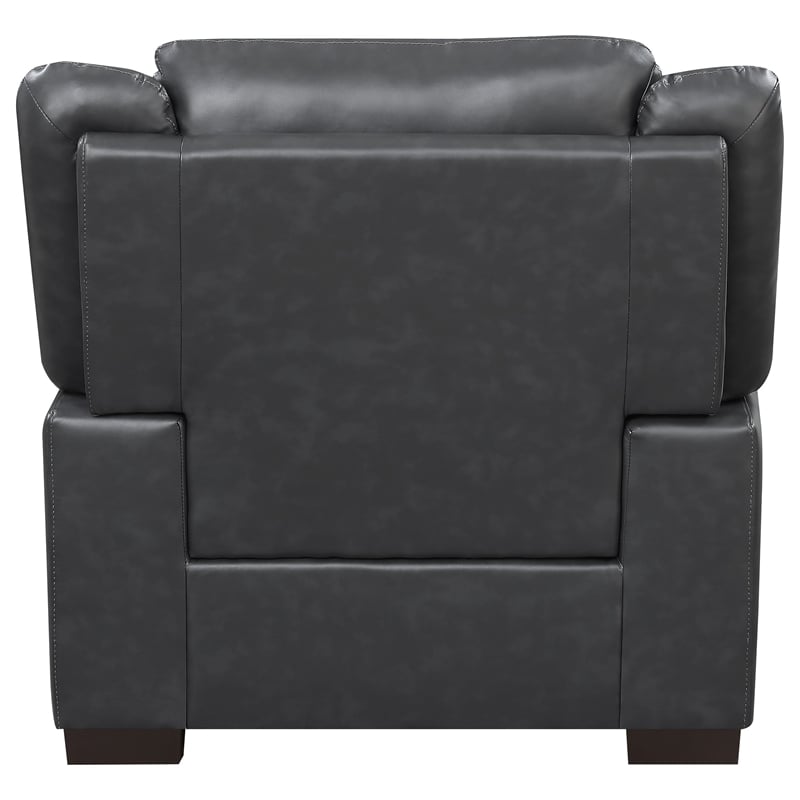 Pemberly Row Upholstered Padded Arm High Back Accent Chair in Grey