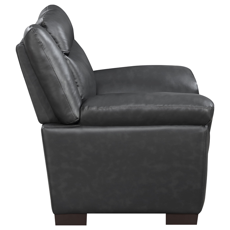 Pemberly Row Upholstered Padded Arm High Back Accent Chair in Grey