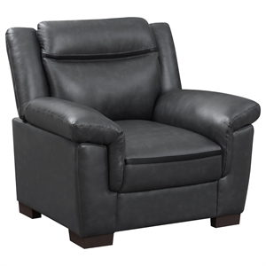 Pemberly Row Upholstered Padded Arm High Back Accent Chair in Grey