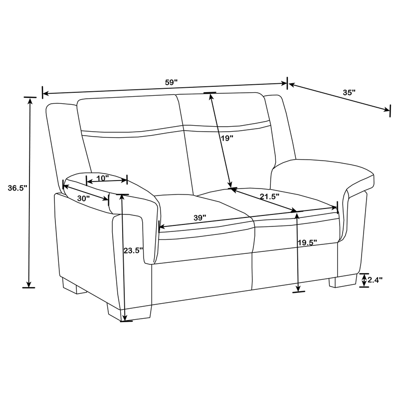 Pemberly Row 2-piece Upholstered Sofa and Loveseat Set in Grey