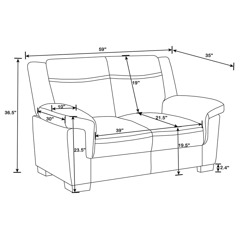Pemberly Row 3-piece Upholstered Sofa Loveseat and Chair Set in Grey