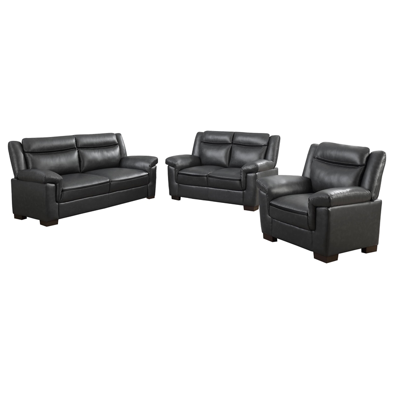 Pemberly Row 3-piece Upholstered Sofa Loveseat and Chair Set in Grey