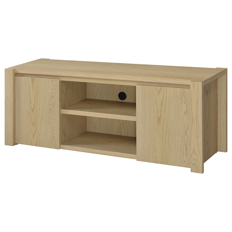 Pemberly Row 3-piece Engineered Wood Entertainment Center in Light Oak