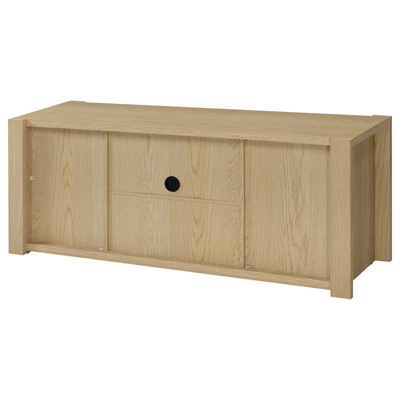 Pemberly Row 3-piece Engineered Wood Entertainment Center in Light Oak