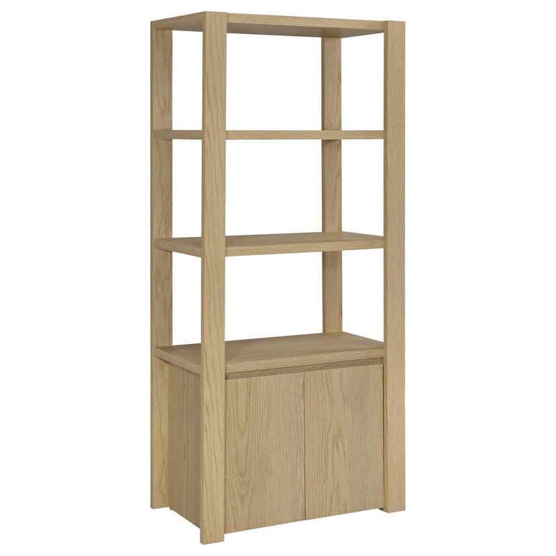 Pemberly Row 3-piece Engineered Wood Entertainment Center in Light Oak