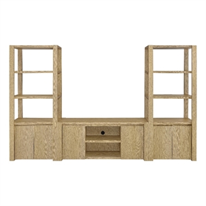Pemberly Row 3-piece Engineered Wood Entertainment Center in Light Oak