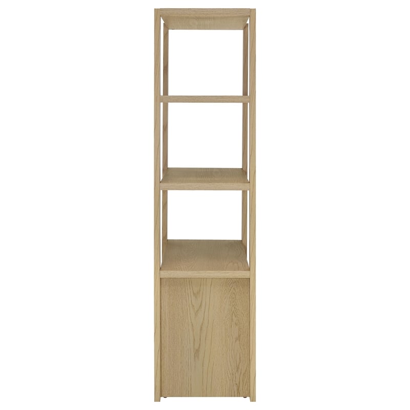Pemberly Row 3-shelf Engineered Wood Media Tower Tall Cabinet in Light Oak