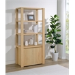 Pemberly Row 3-shelf Engineered Wood Media Tower Tall Cabinet in Light Oak