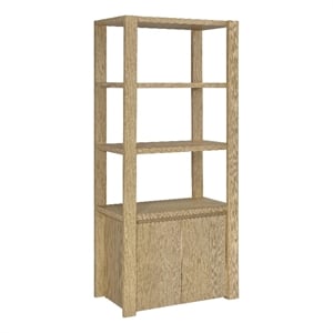 Pemberly Row 3-shelf Engineered Wood Media Tower Tall Cabinet in Light Oak