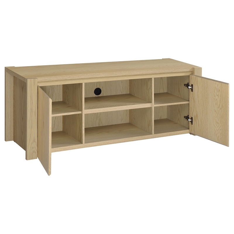 Pemberly Row 60-inch 2-door Engineered Wood TV Stand in Light Oak