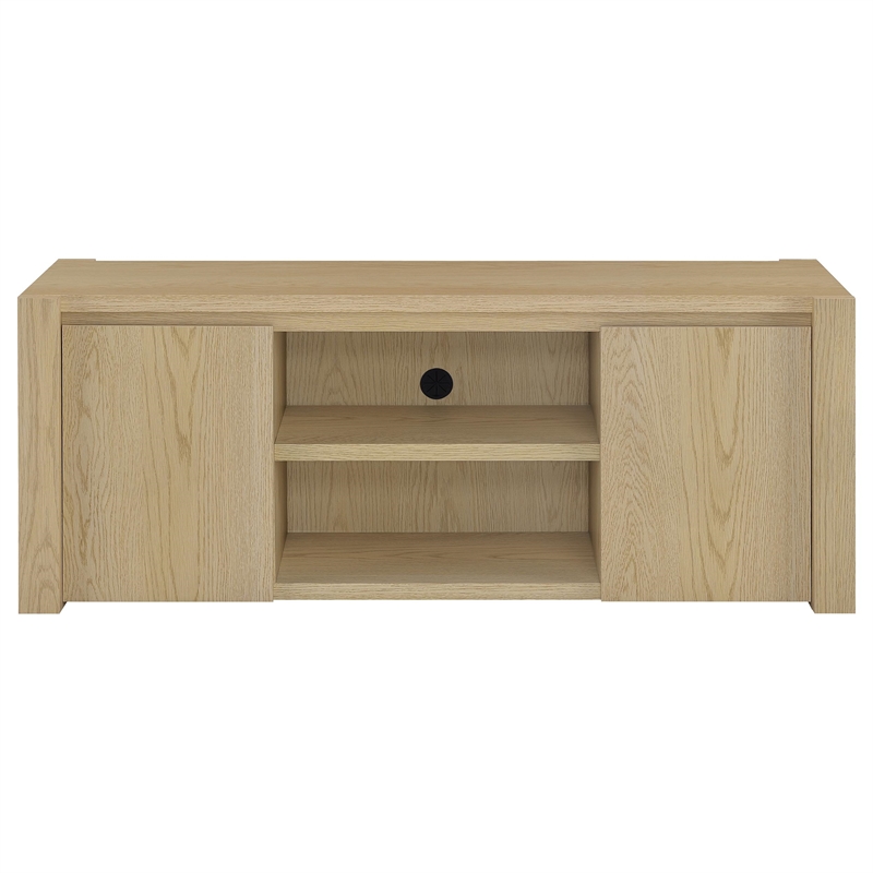 Pemberly Row 60-inch 2-door Engineered Wood TV Stand in Light Oak