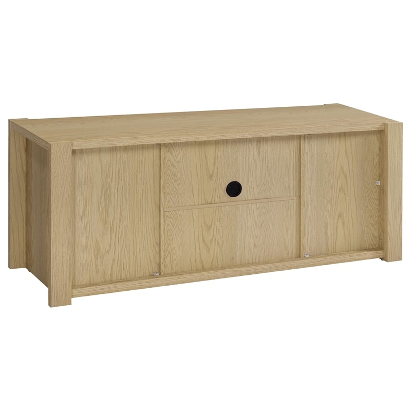 Pemberly Row 60-inch 2-door Engineered Wood TV Stand in Light Oak