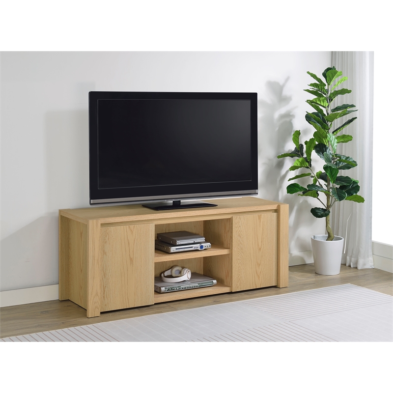 Pemberly Row 60-inch 2-door Engineered Wood TV Stand in Light Oak