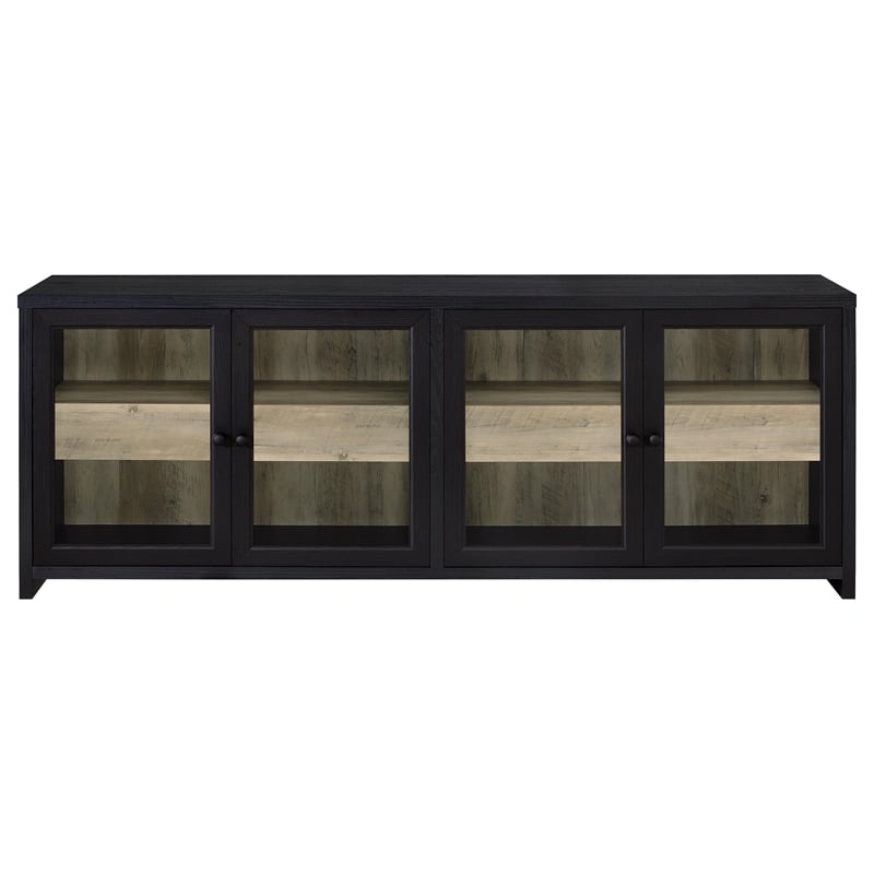 Pemberly Row 79-inch 4-door Engineered Wood TV Stand Media Console in Black