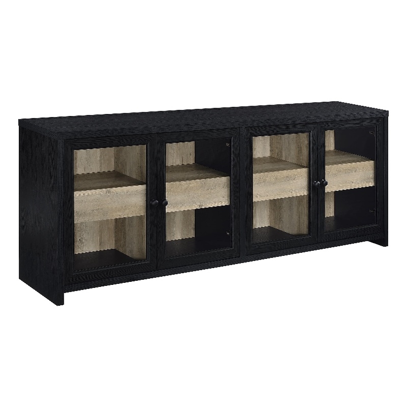 Pemberly Row 79-inch 4-door Engineered Wood TV Stand Media Console in Black