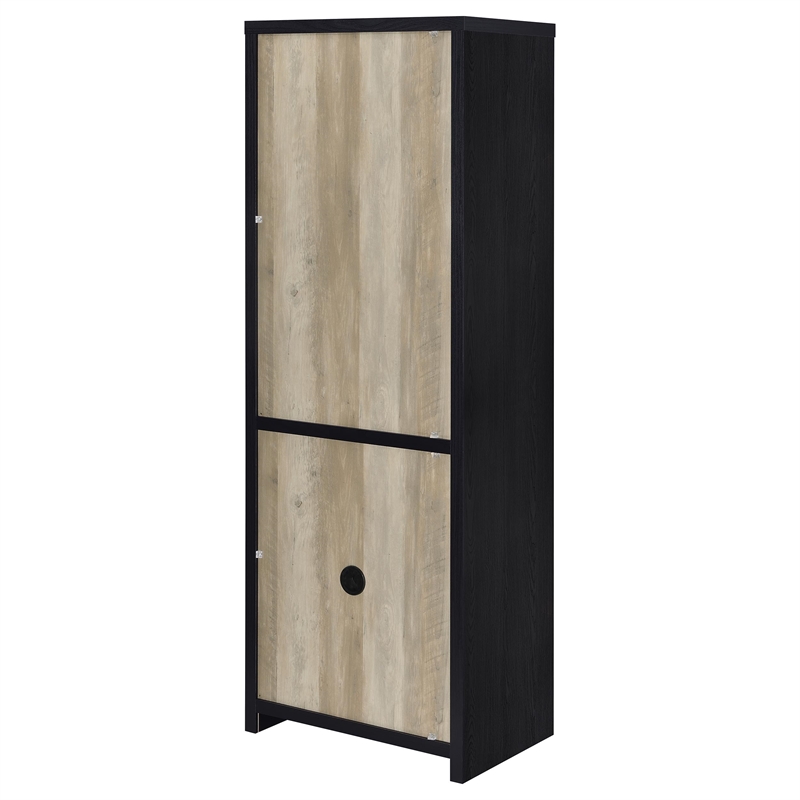 Pemberly Row 67-inch 2-door Engineered Wood Media Tower Cabinet in Black
