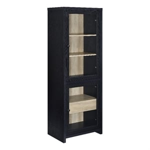 Pemberly Row 67-inch 2-door Engineered Wood Media Tower Cabinet in Black