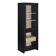 Pemberly Row 67-inch 2-door Engineered Wood Media Tower Cabinet in Black