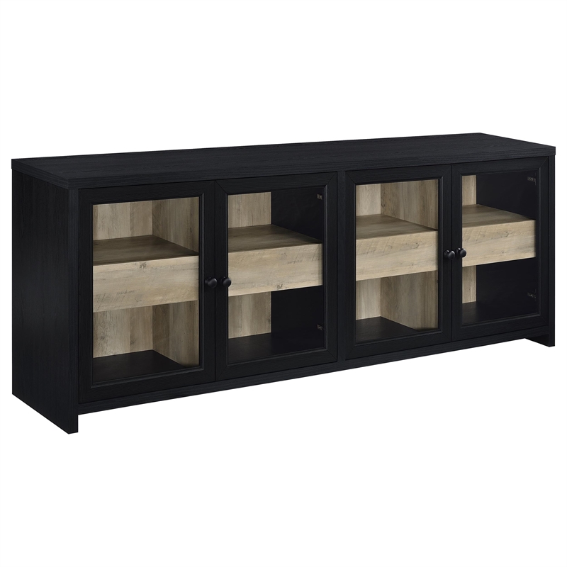 Pemberly Row 3-piece Engineered Wood Entertainment Center in Black