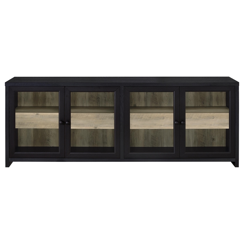 Pemberly Row 3-piece Engineered Wood Entertainment Center in Black