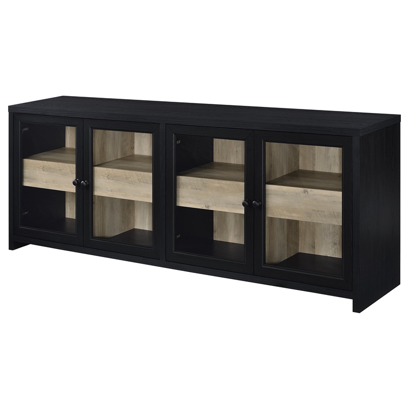 Pemberly Row 3-piece Engineered Wood Entertainment Center in Black