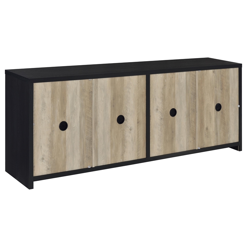 Pemberly Row 3-piece Engineered Wood Entertainment Center in Black