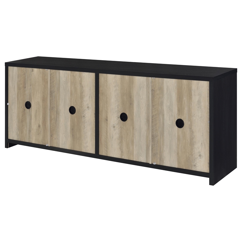 Pemberly Row 3-piece Engineered Wood Entertainment Center in Black