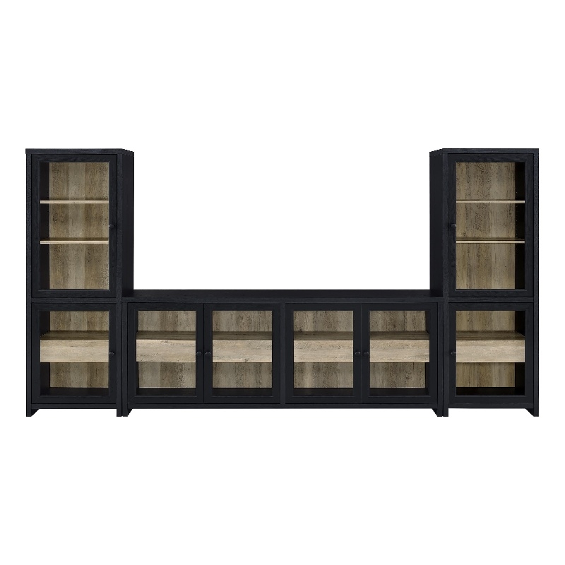 Pemberly Row 3-piece Engineered Wood Entertainment Center in Black