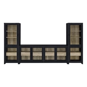 Pemberly Row 3-piece Engineered Wood Entertainment Center in Black