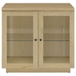 Pemberly Row 2-door Glass Front Engineered Wood Accent Cabinet in Light Oak