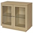 Pemberly Row 2-door Glass Front Engineered Wood Accent Cabinet in Light Oak