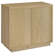 Pemberly Row 2-door Glass Front Engineered Wood Accent Cabinet in Light Oak