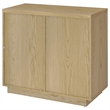 Pemberly Row 2-door Glass Front Engineered Wood Accent Cabinet in Light Oak