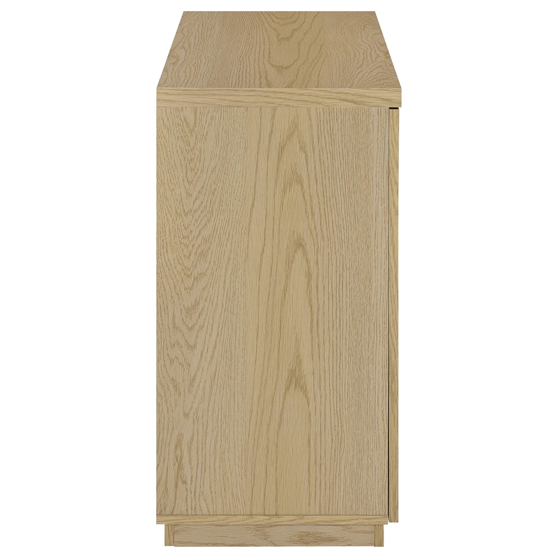 Pemberly Row 2-door Glass Front Engineered Wood Accent Cabinet in Light Oak