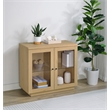 Pemberly Row 2-door Glass Front Engineered Wood Accent Cabinet in Light Oak
