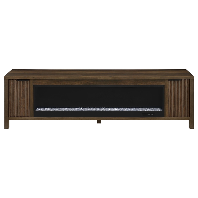 Pemberly Row 79-inch Engineered Wood TV Stand Fireplace in Dark Pine