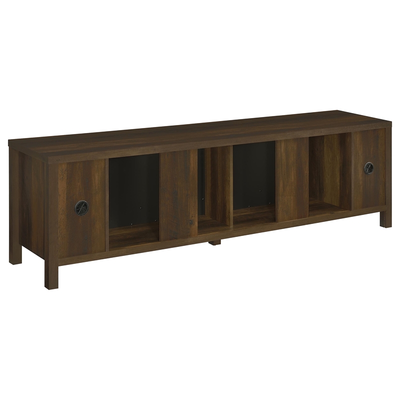 Pemberly Row 79-inch Engineered Wood TV Stand Fireplace in Dark Pine
