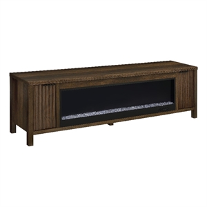 Pemberly Row 79-inch Engineered Wood TV Stand Fireplace in Dark Pine