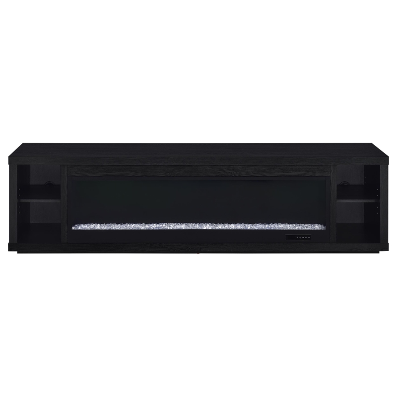 Pemberly Row 79-inch Engineered Wood TV Stand Fireplace in Black
