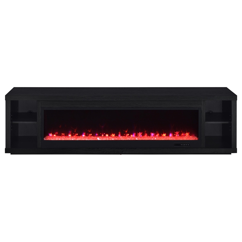 Pemberly Row 79-inch Engineered Wood TV Stand Fireplace in Black